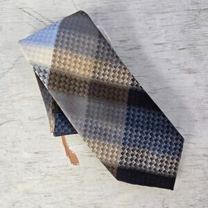 Vintage Wembley Plaid Necktie 1970s 54" Length Polyester Men Fashion Made In USA